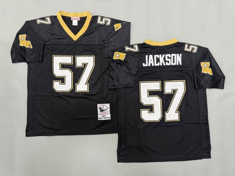 Men 2025 New Orleans Saints #57 Jackson black Throwback Limited NFL Jersey style 001->new orleans saints->NFL Jersey